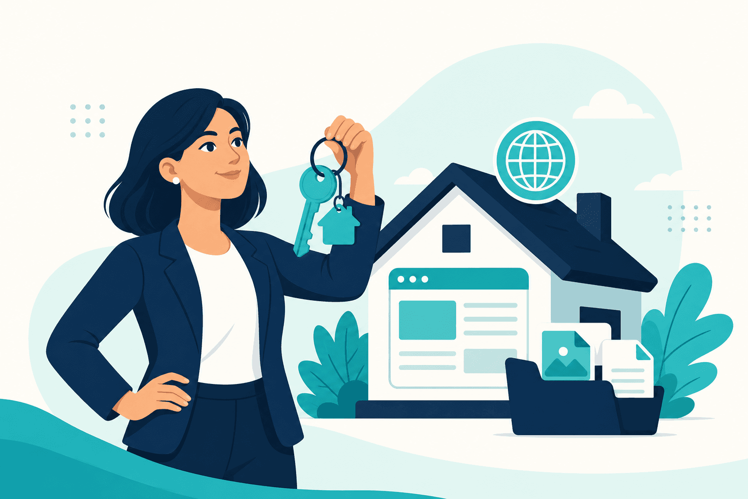 Small business owner holding the keys to their own website and domain