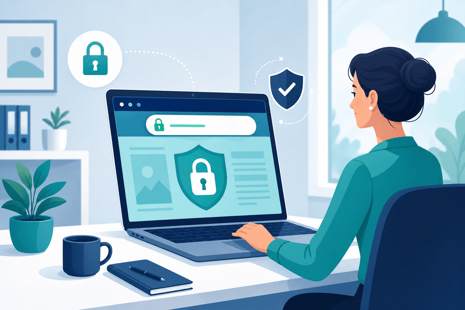 Small business owner checking the security padlock icon in their website browser bar